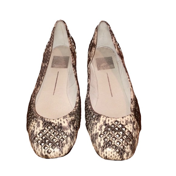 Dolce Vita Snakeskin flat ballet slippers with silver studs size 6.5 - Picture 9 of 9